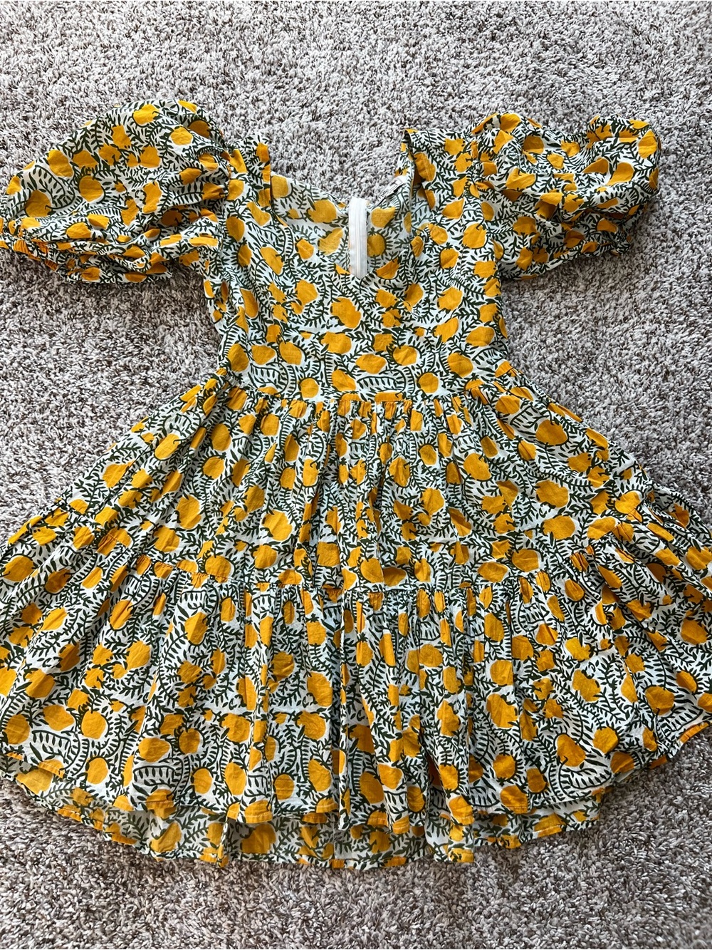 MILLE Puff Sleeve Babydoll Mini Dress Lemon Print 100% Cotton Size M - Picture 5 of 9
